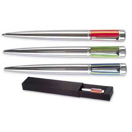 Kugelschreiber mit farbigem Holz und Chrom