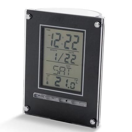 Stiftehalter mit Digitaluhr Black