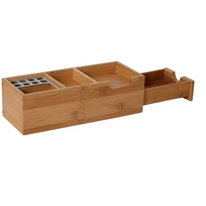 Schreibtischbox L aus Bambus und Alu