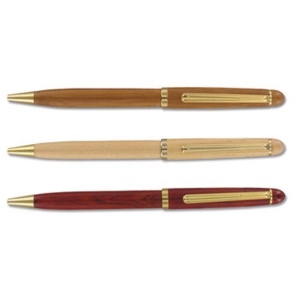 Holzkugelschreiber mit goldenem Metall