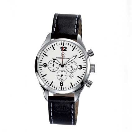 Edelstahl-Chronograph mit Lederarmband