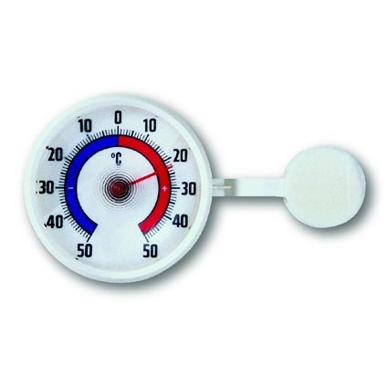 Fensterthermometer aus weißem Kunststoff