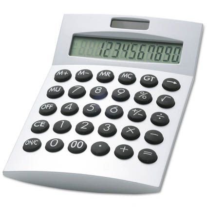 Silberner Dual-Power-Taschenrechner