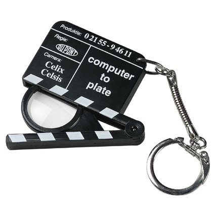 Schlüsselanhänger Filmklappe mit Lupe