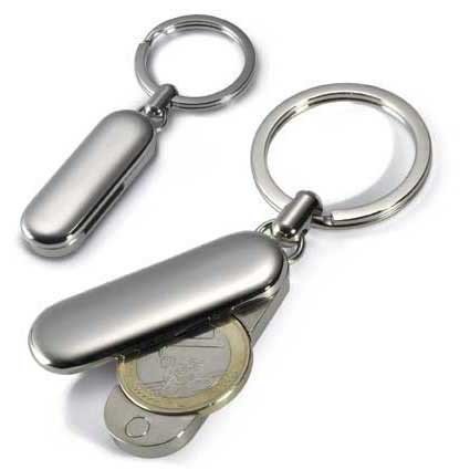 Schlüsselanhänger aus Metall mit Münzhalter