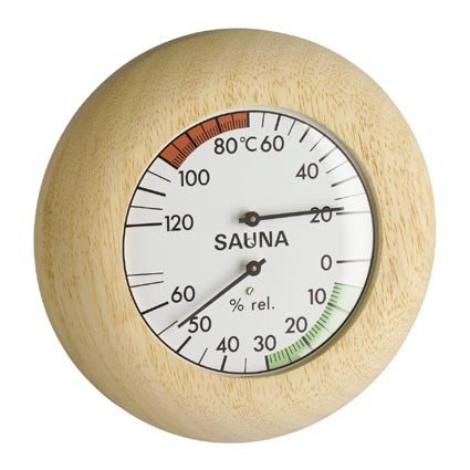 Sauna-Thermo-Hygrometer in Hellbraun