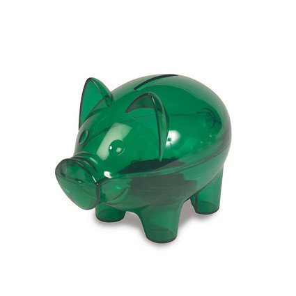 Sparschwein aus transparentem Kunststoff