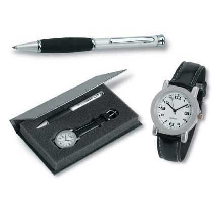 Geschenk-Set-Uhr und Kugelschreiber