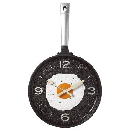 Wanduhr im Bratpfannendesign